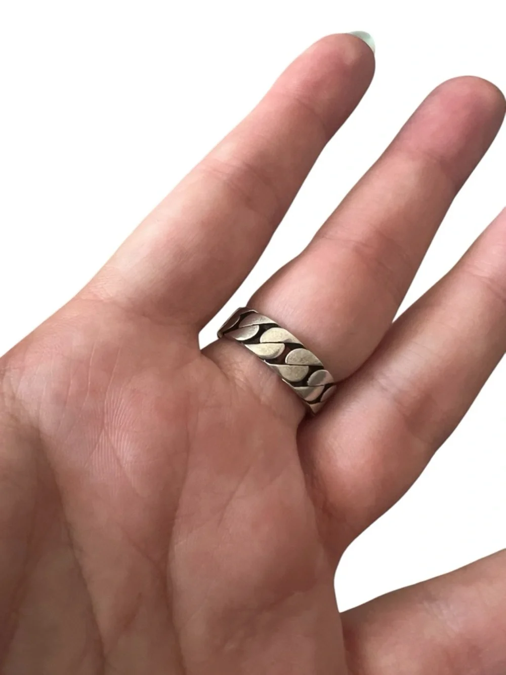 GUCCI Interlocking G Green Enamel Sterling Silver Ring - size US 7.25 - Picture 7 of 10